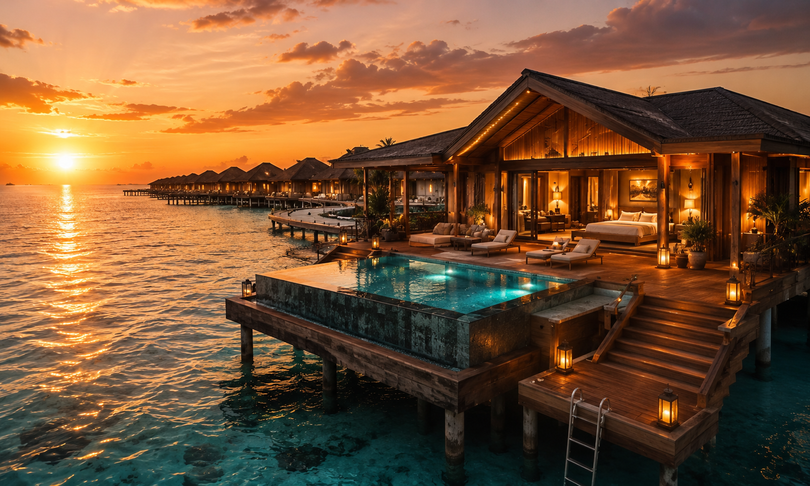 Infinia Maldives overwater villa above the turquoise lagoon
