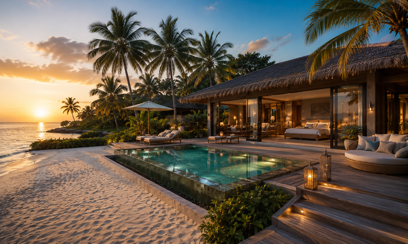 Infinia Maldives beach villa with direct white sand access